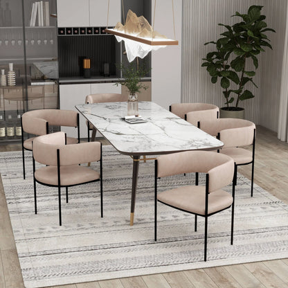 Cyril Dining Chair in Leather or Velvet with Open Back Design and Powder-Coated Iron Frame - Elax Furniture