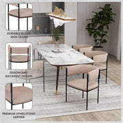 Cyril Dining Chair in Leather or Velvet with Open Back Design and Powder-Coated Iron Frame - Elax Furniture