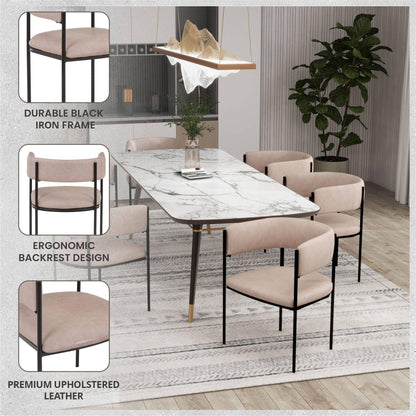 Cyril Dining Chair in Leather or Velvet with Open Back Design and Powder-Coated Iron Frame - Elax Furniture