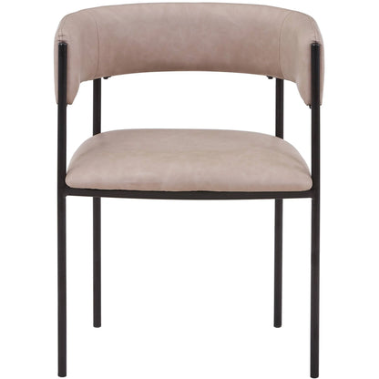 Cyril Dining Chair in Leather or Velvet with Open Back Design and Powder-Coated Iron Frame - Elax Furniture