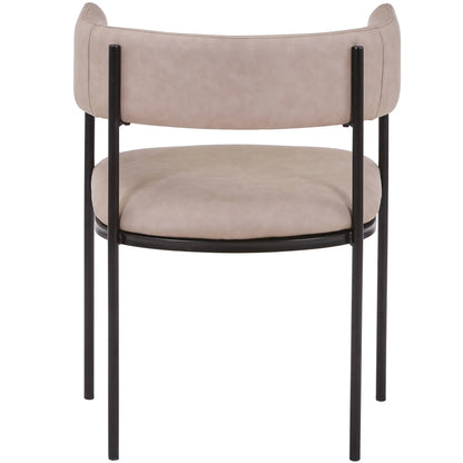 Cyril Dining Chair in Leather or Velvet with Open Back Design and Powder-Coated Iron Frame - Elax Furniture