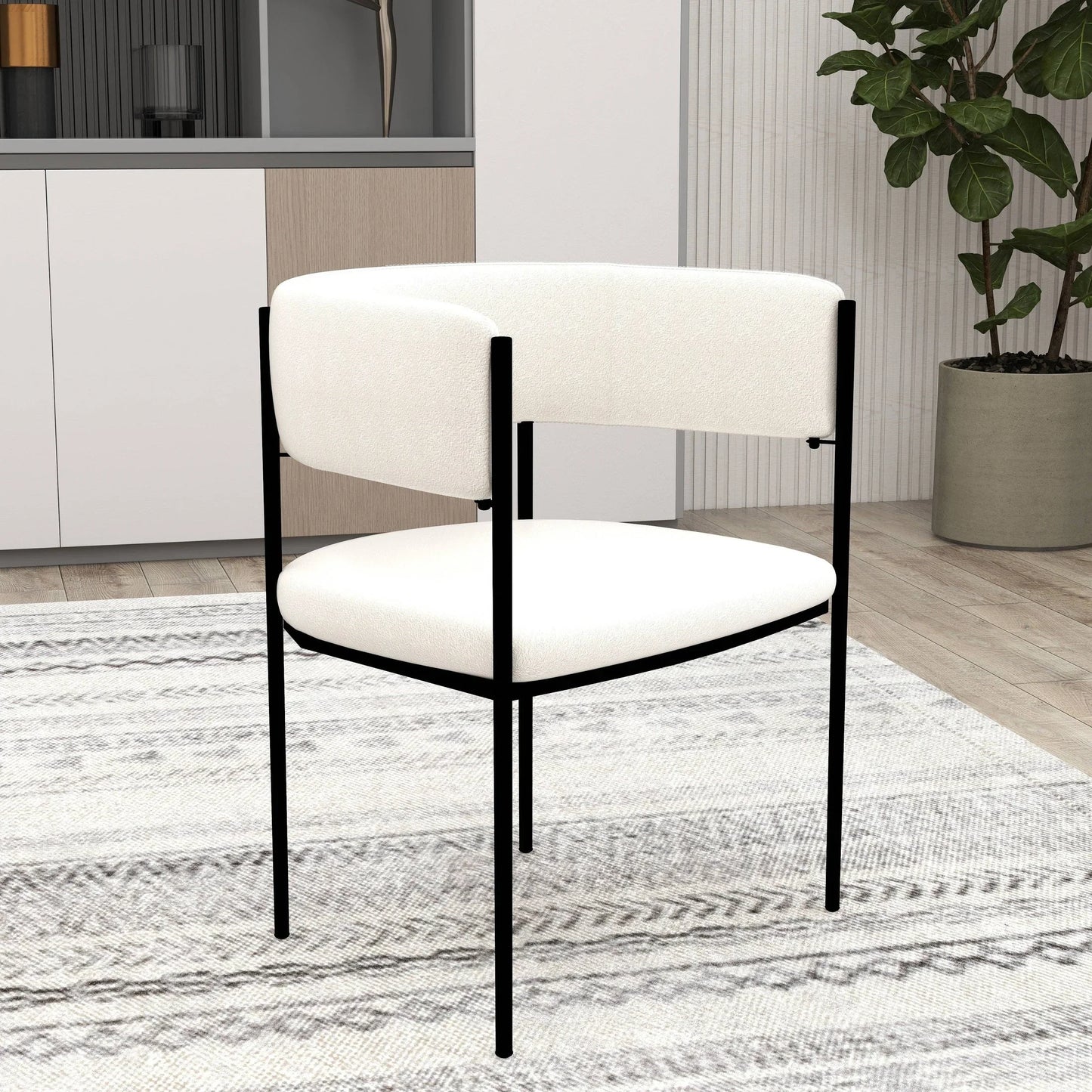 Cyril Dining Chair in Leather or Velvet with Open Back Design and Powder-Coated Iron Frame - Elax Furniture