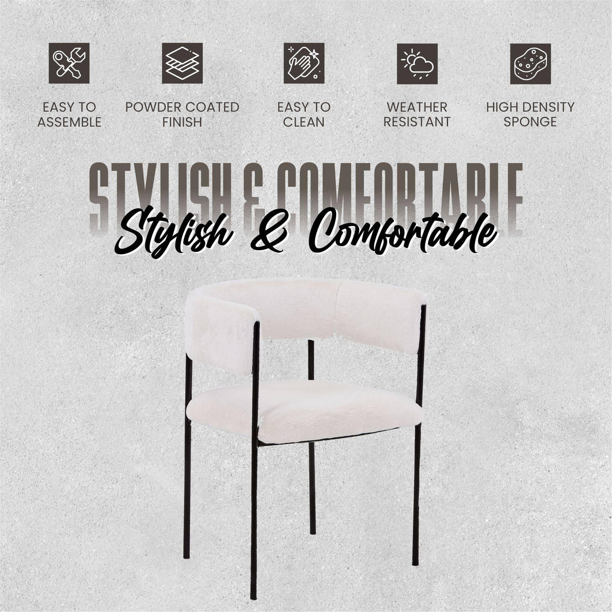 Cyril Dining Chair in Leather or Velvet with Open Back Design and Powder-Coated Iron Frame - Elax Furniture