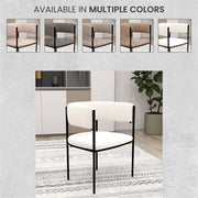 Cyril Dining Chair in Leather or Velvet with Open Back Design and Powder-Coated Iron Frame - Elax Furniture