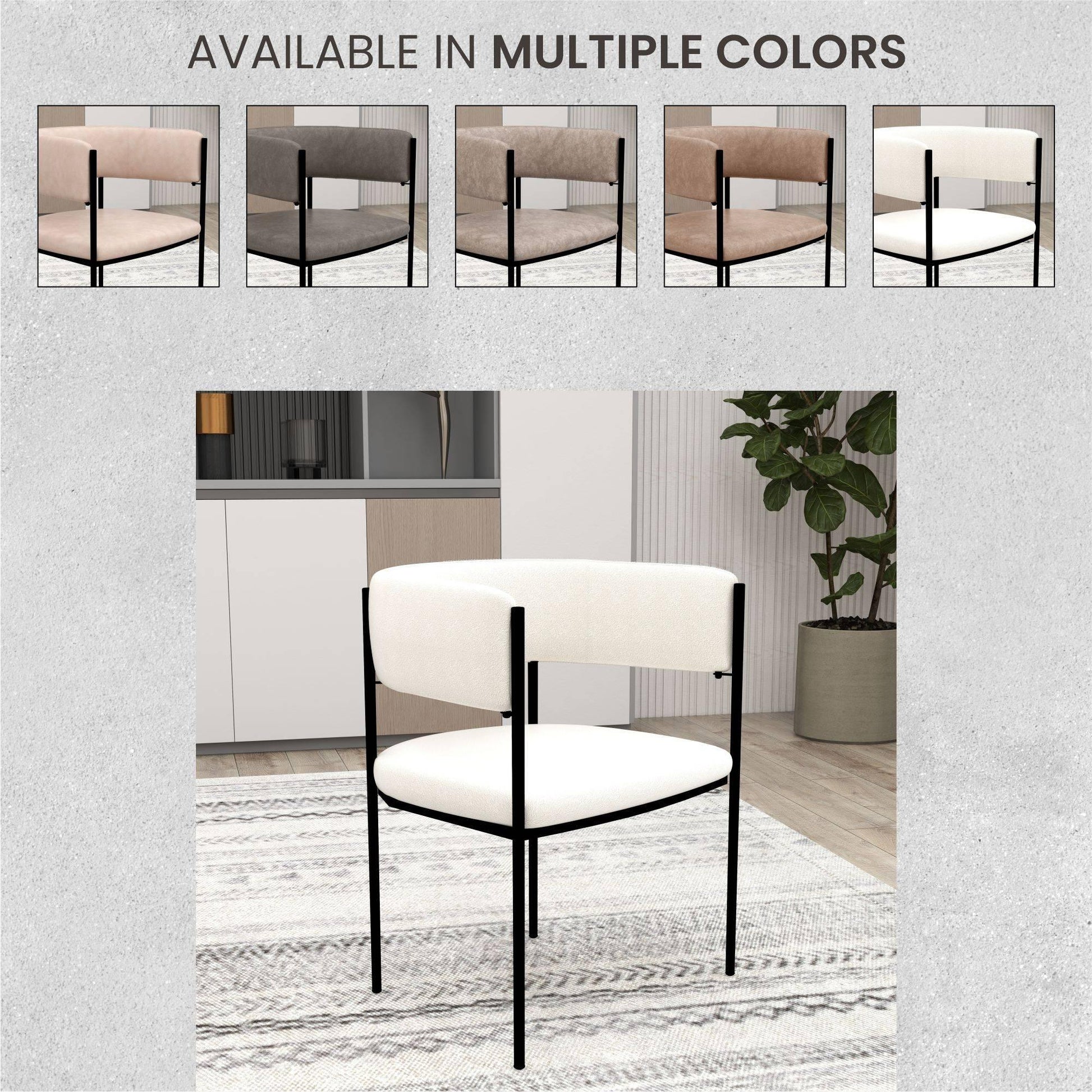 Cyril Dining Chair in Leather or Velvet with Open Back Design and Powder-Coated Iron Frame - Elax Furniture