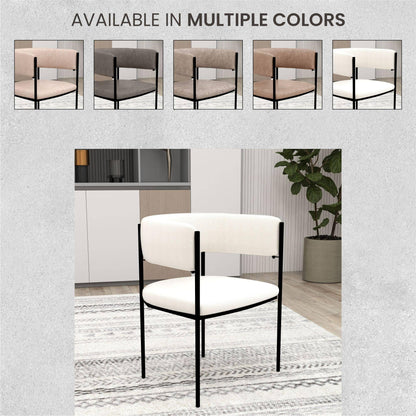 Cyril Dining Chair in Leather or Velvet with Open Back Design and Powder-Coated Iron Frame - Elax Furniture