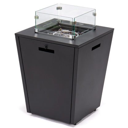 Chelsea Steel Fire Pit Table with Tempered Glass Wind Guard and Lid - Elax Furniture
