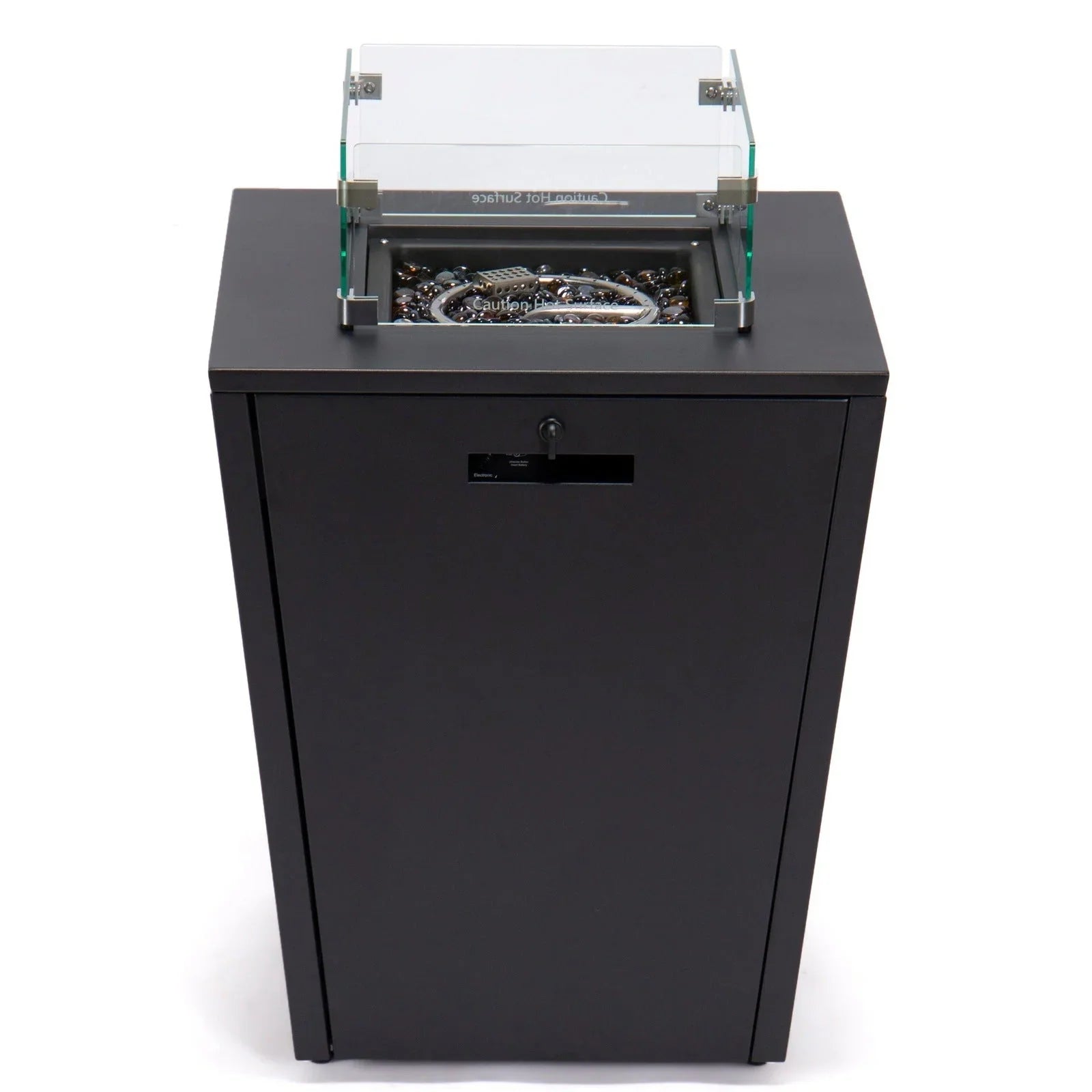 Chelsea Steel Fire Pit Table with Tempered Glass Wind Guard and Lid - Elax Furniture