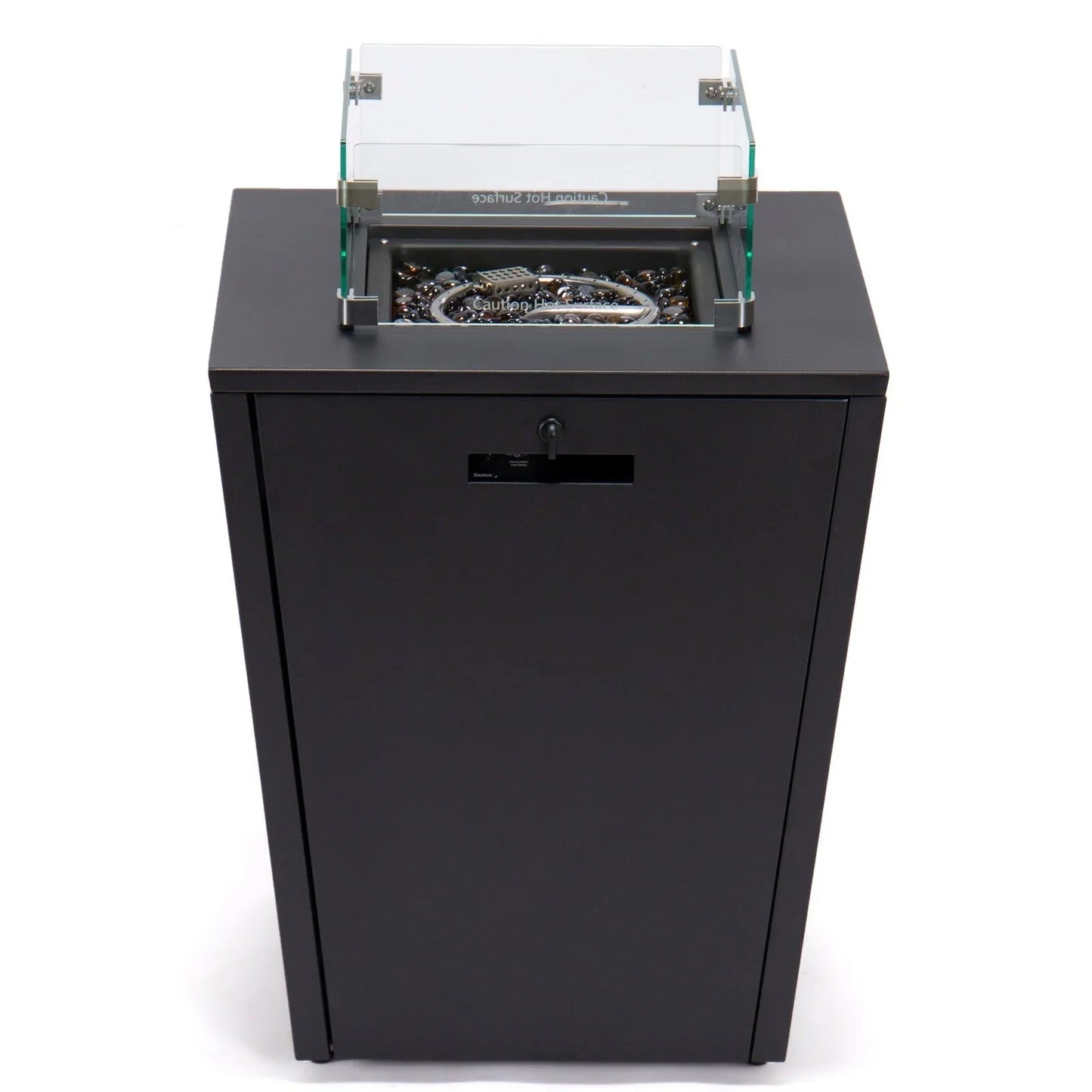 Marlin Modern Black Aluminum Outdoor Chaise Lounge Chair With Square Fire Pit Side Table Set of 2 - Elax Furniture