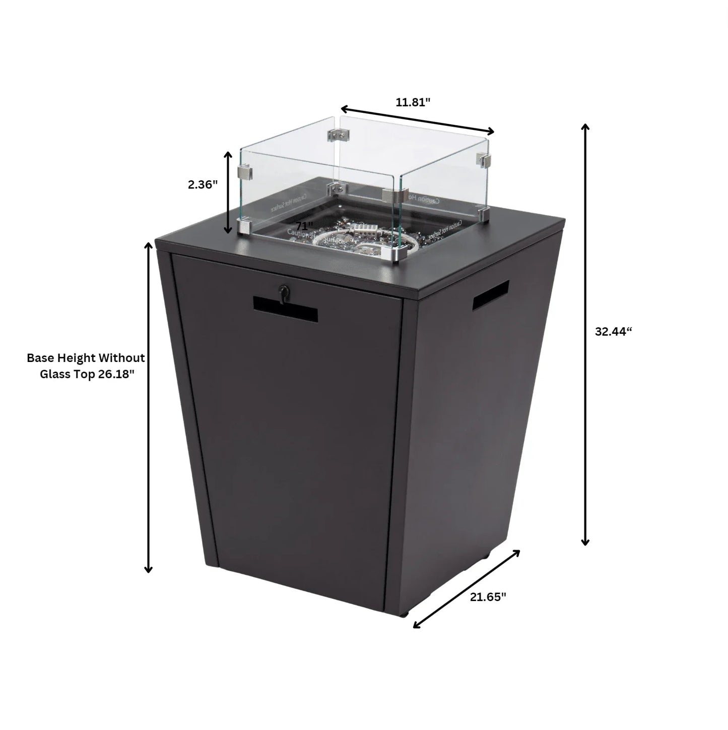 Chelsea Steel Fire Pit Table with Tempered Glass Wind Guard and Lid - Elax Furniture