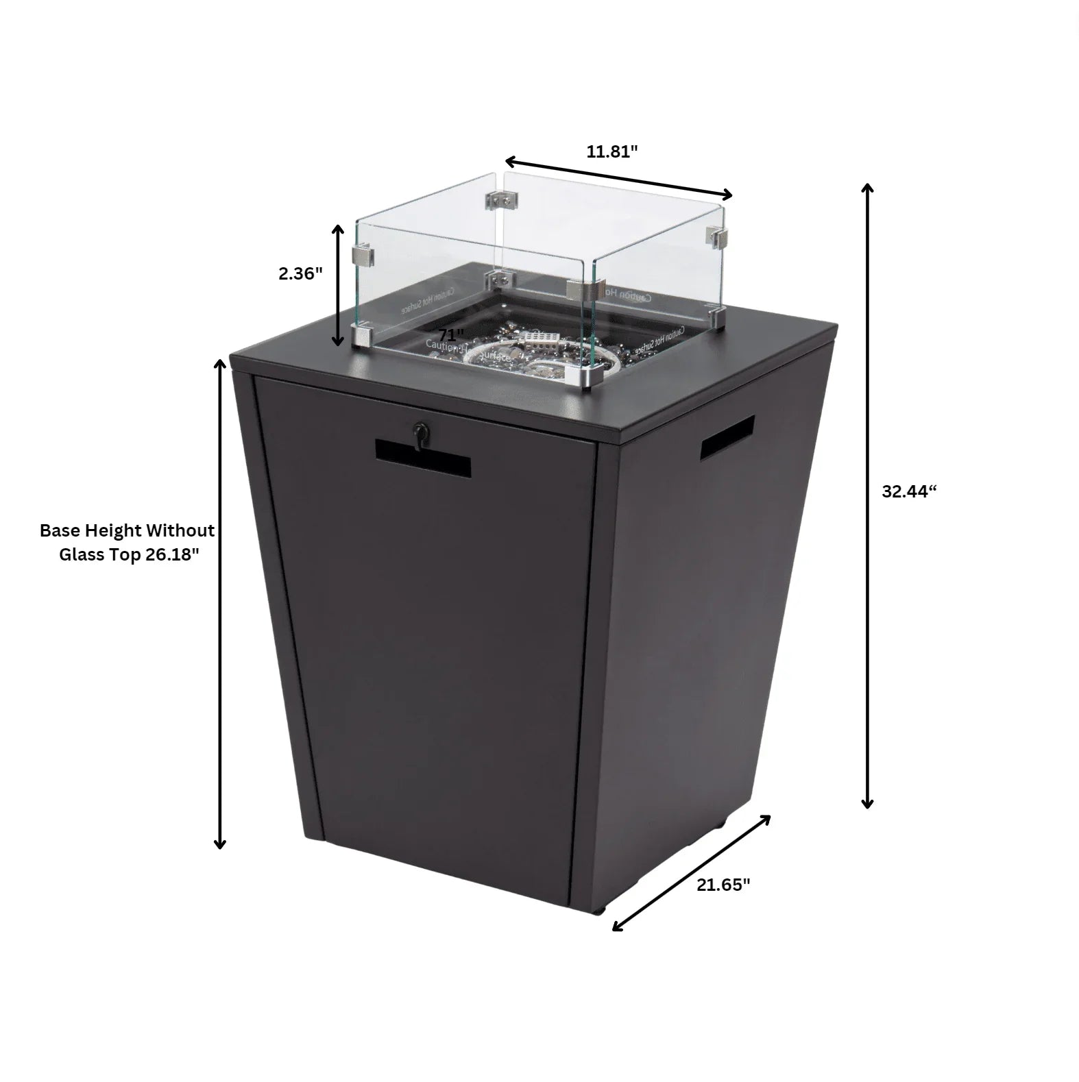 Chelsea Steel Fire Pit Table with Tempered Glass Wind Guard and Lid - Elax Furniture