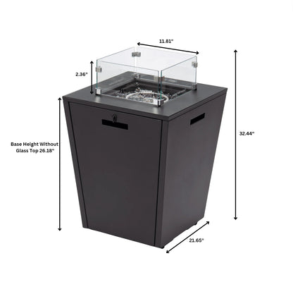 Chelsea Steel Fire Pit Table with Tempered Glass Wind Guard and Lid - Elax Furniture