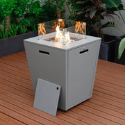 Marlin Modern Gray Aluminum Outdoor Chaise Lounge Chair With Square Fire Pit Side Table Set of 2 - Elax Furniture