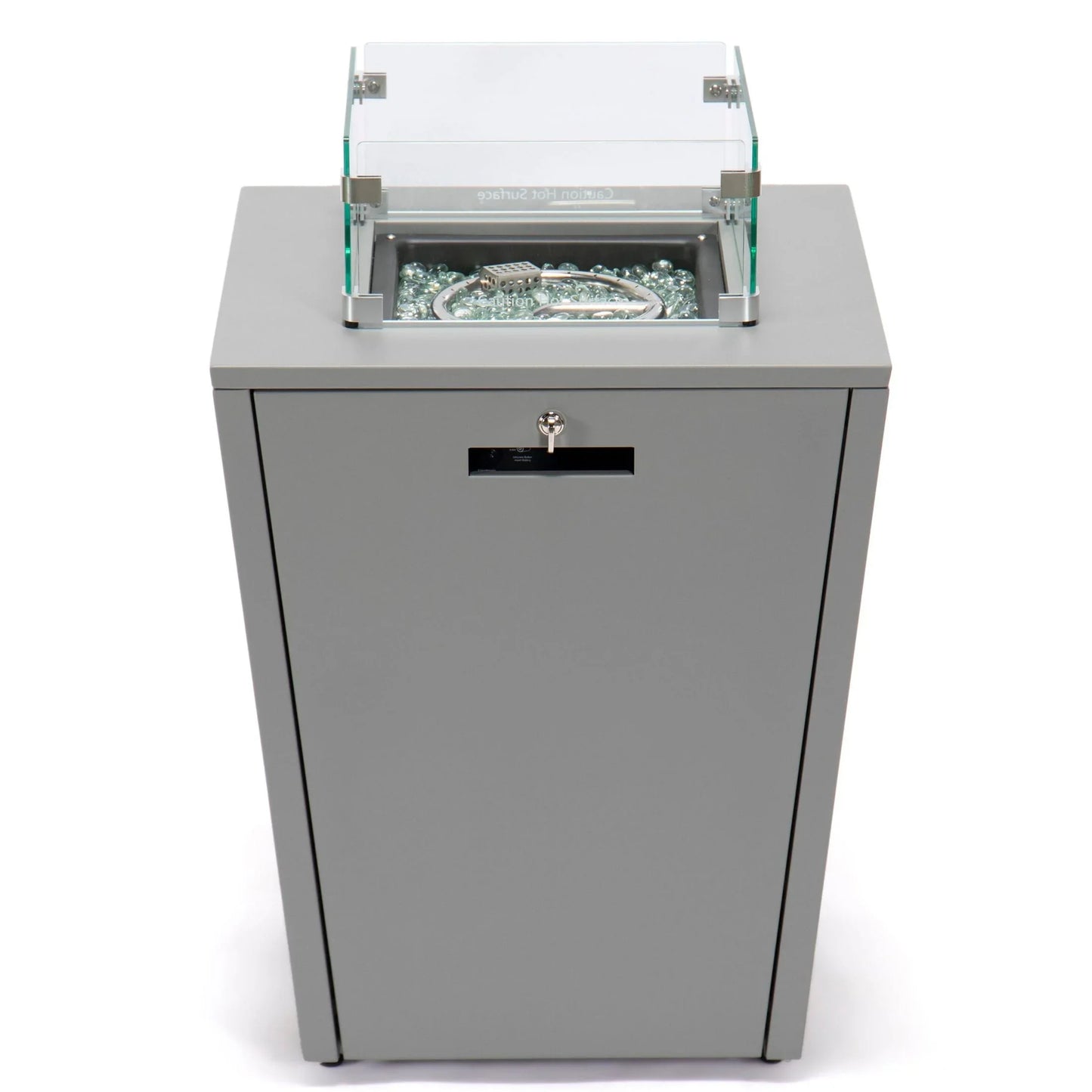 Marlin Modern Gray Aluminum Outdoor Chaise Lounge Chair With Square Fire Pit Side Table Set of 2 - Elax Furniture