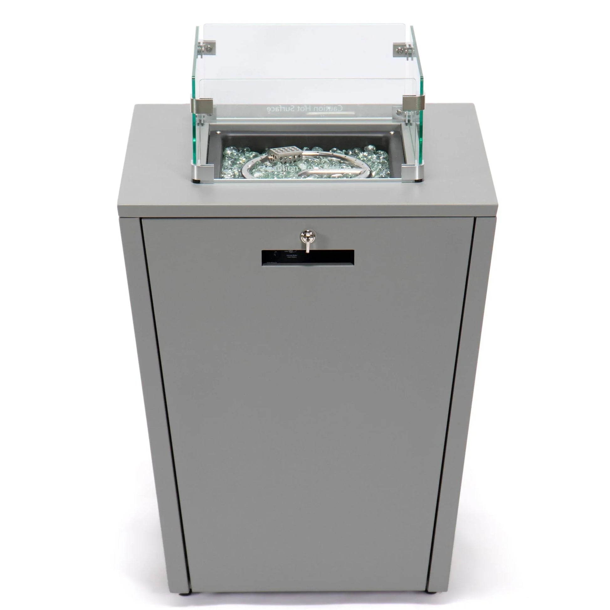 Marlin Modern Gray Aluminum Outdoor Chaise Lounge Chair With Square Fire Pit Side Table Set of 2 - Elax Furniture