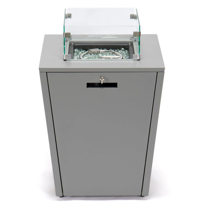 Marlin Modern Gray Aluminum Outdoor Chaise Lounge Chair With Square Fire Pit Side Table Set of 2 - Elax Furniture