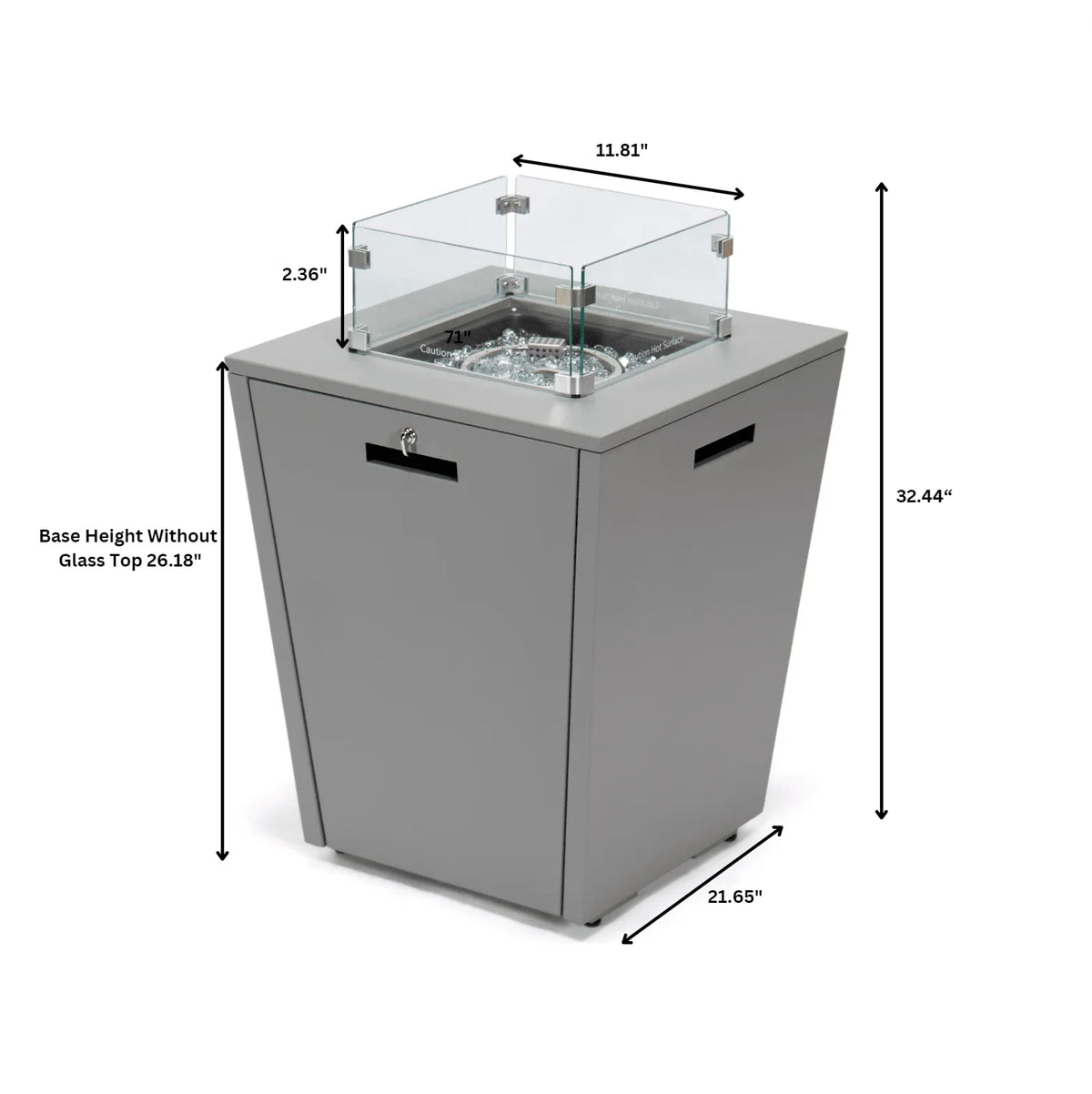 Chelsea Steel Fire Pit Table with Tempered Glass Wind Guard and Lid - Elax Furniture