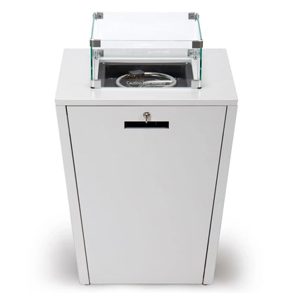 Marlin Modern White Aluminum Outdoor Chaise Lounge Chair Set of 2 With Arms And Square Fire Pit Side Table for Patio - Elax Furniture