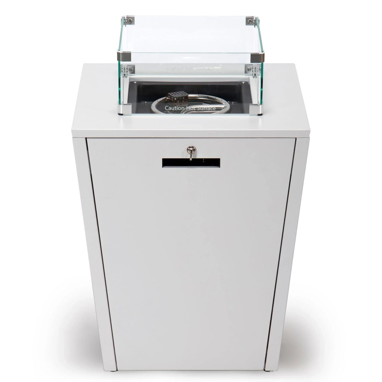 Marlin Modern White Aluminum Outdoor Chaise Lounge Chair With Square Fire Pit Side Table Set of 2 - Elax Furniture