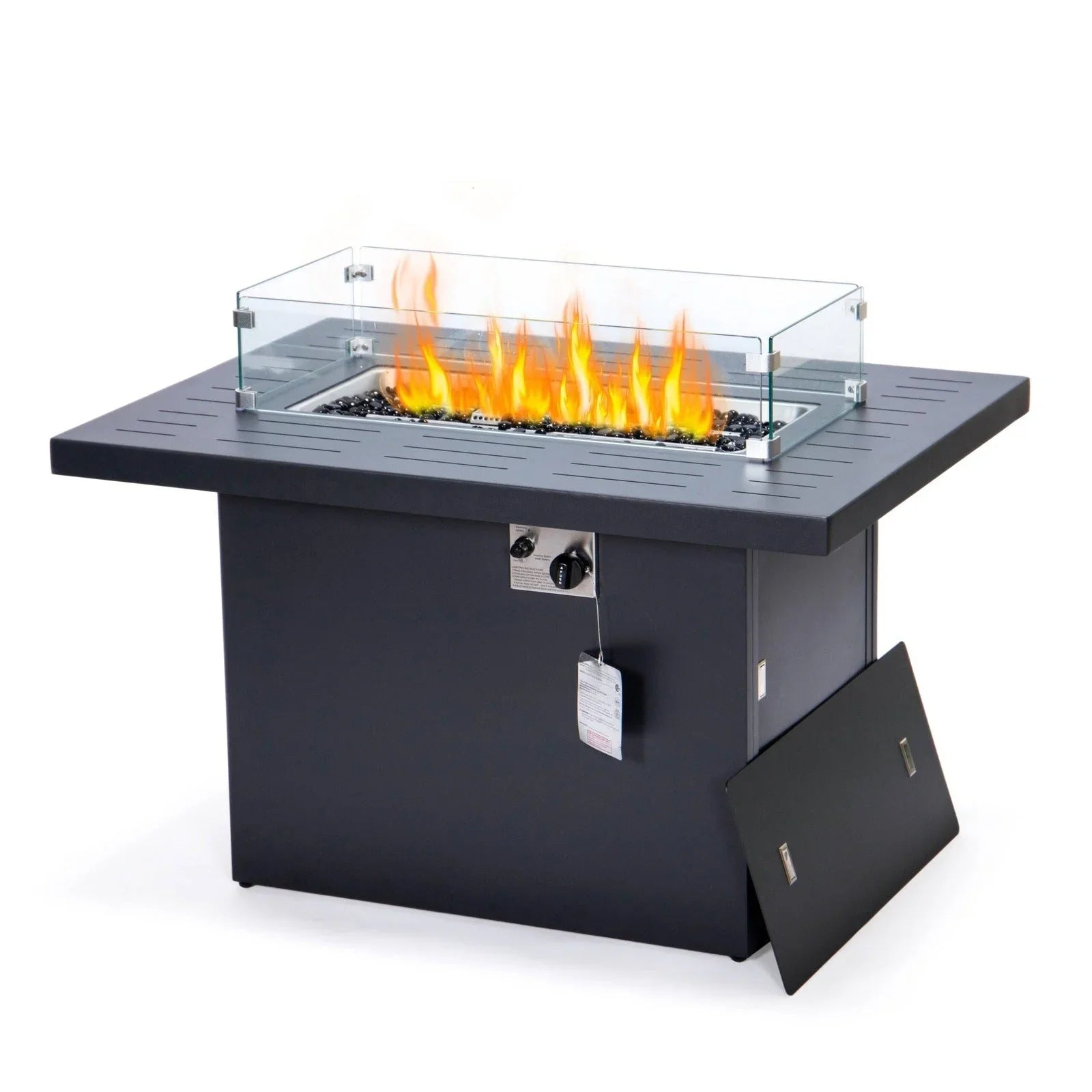 Chelsea Patio Modern Black Aluminum Propane Fire Pit Table - Elax Furniture