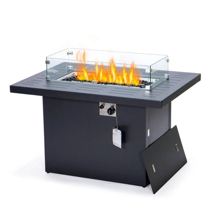 Chelsea Patio Modern Black Aluminum Propane Fire Pit Table - Elax Furniture
