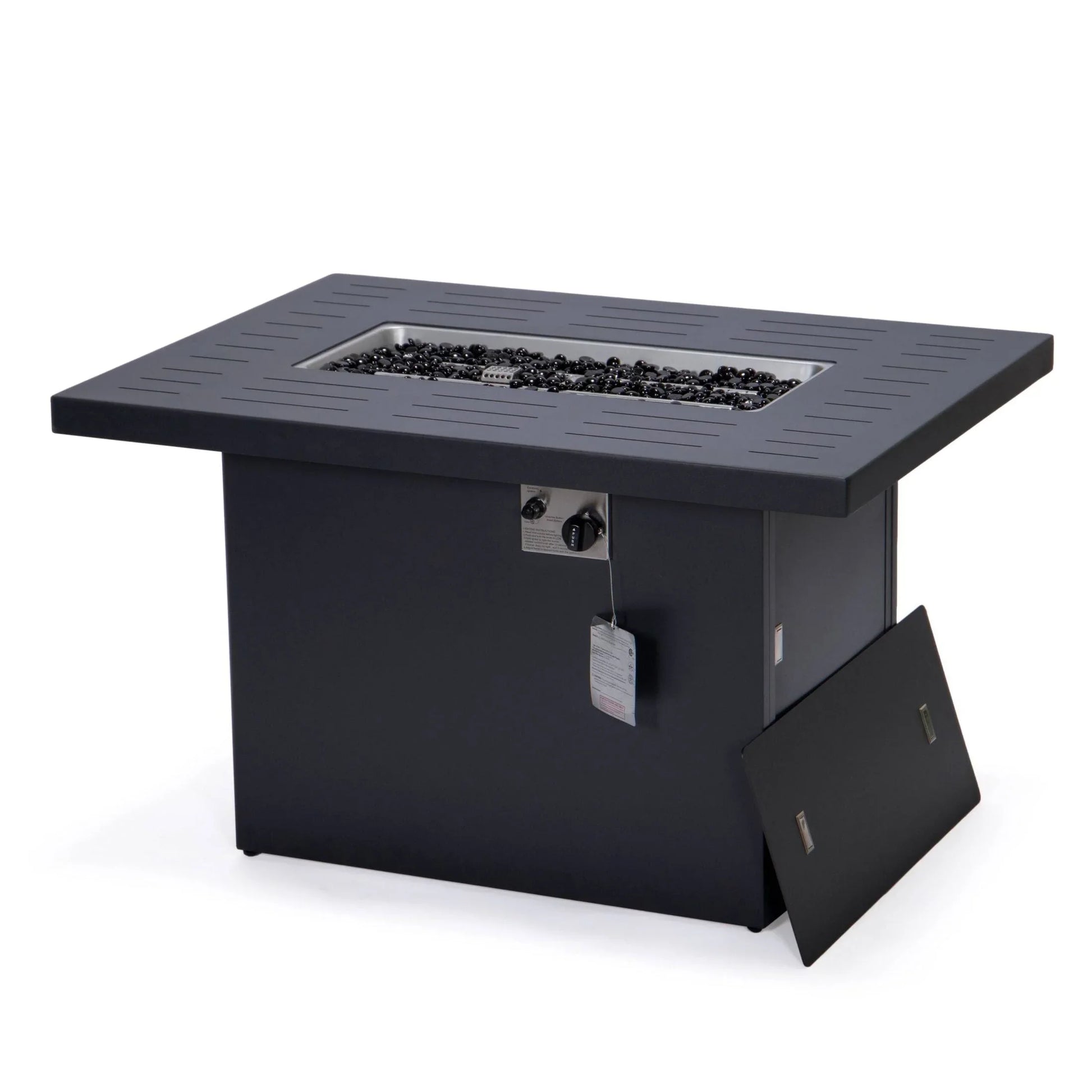 Chelsea Patio Modern Black Aluminum Propane Fire Pit Table - Elax Furniture