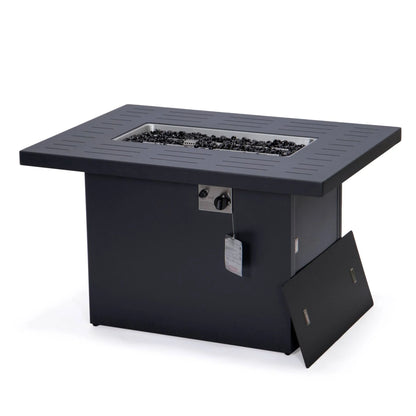 Chelsea Patio Modern Black Aluminum Propane Fire Pit Table - Elax Furniture