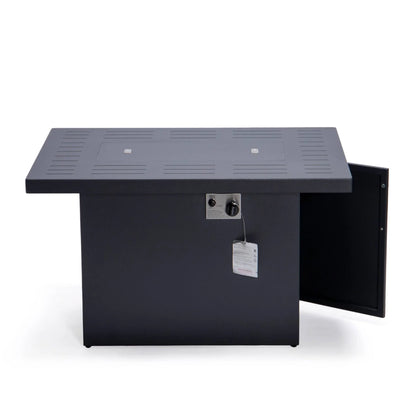 Chelsea Patio Modern Black Aluminum Propane Fire Pit Table - Elax Furniture