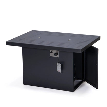 Chelsea Patio Modern Black Aluminum Propane Fire Pit Table - Elax Furniture