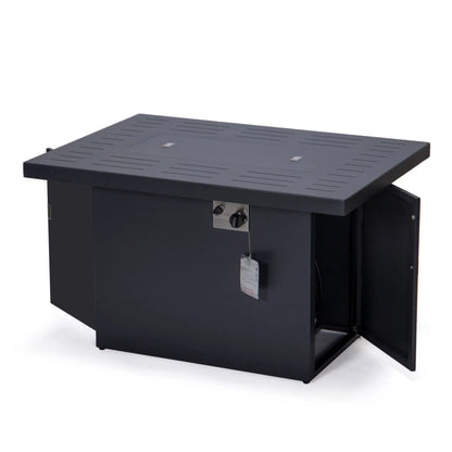 Chelsea Patio Modern Black Aluminum Propane Fire Pit Table - Elax Furniture