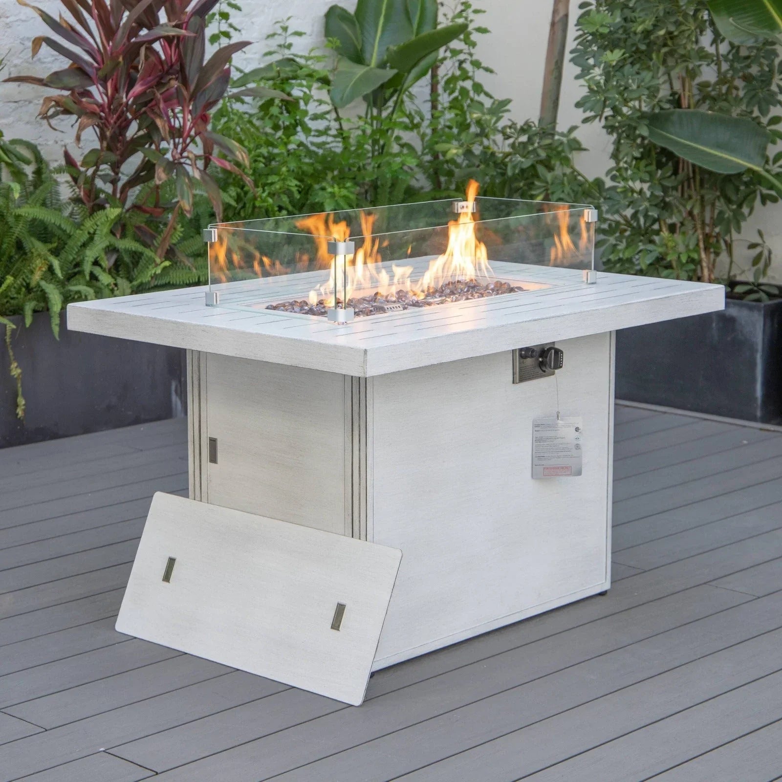 Chelsea Patio Modern Black Aluminum Propane Fire Pit Table - Elax Furniture
