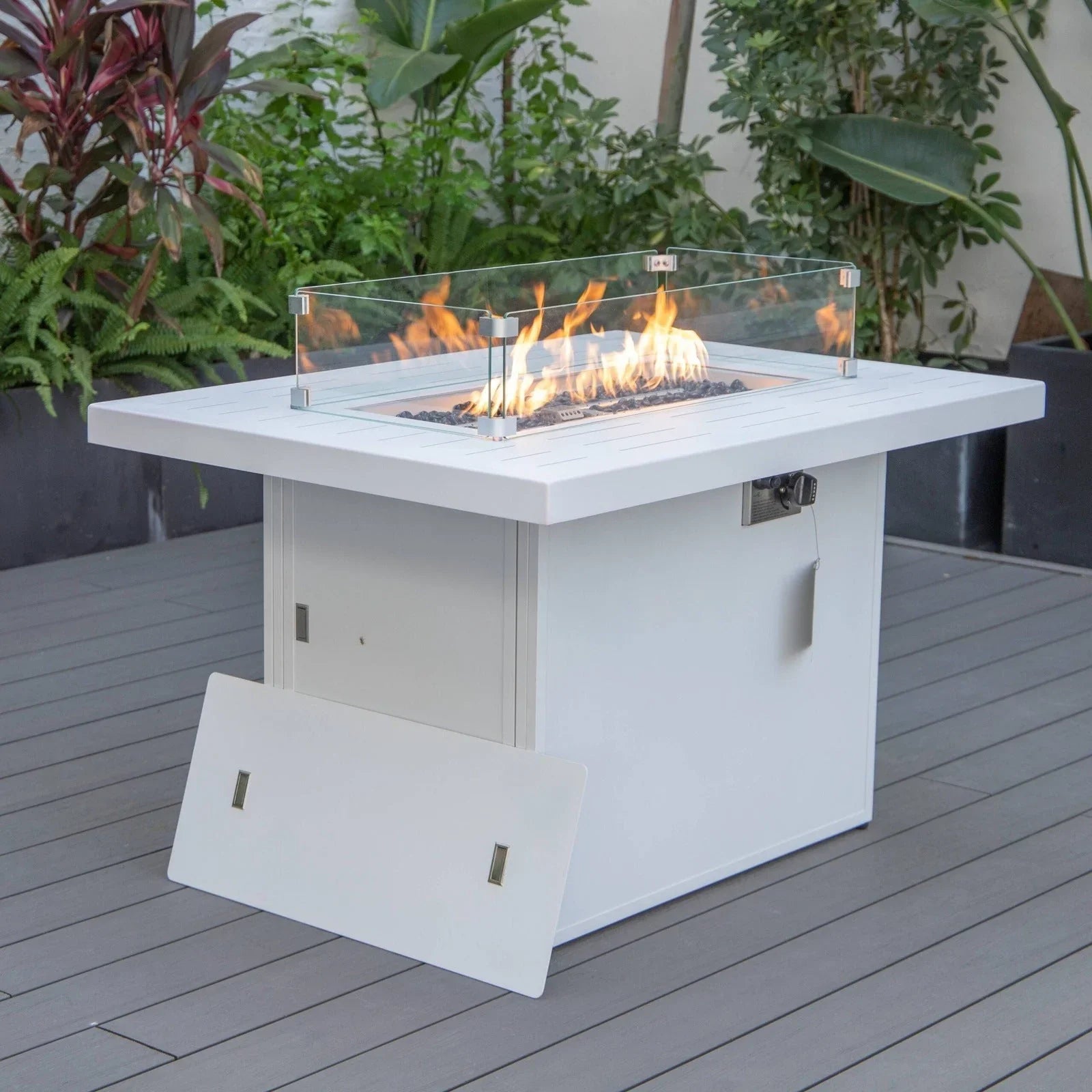 Chelsea Patio Modern Black Aluminum Propane Fire Pit Table - Elax Furniture