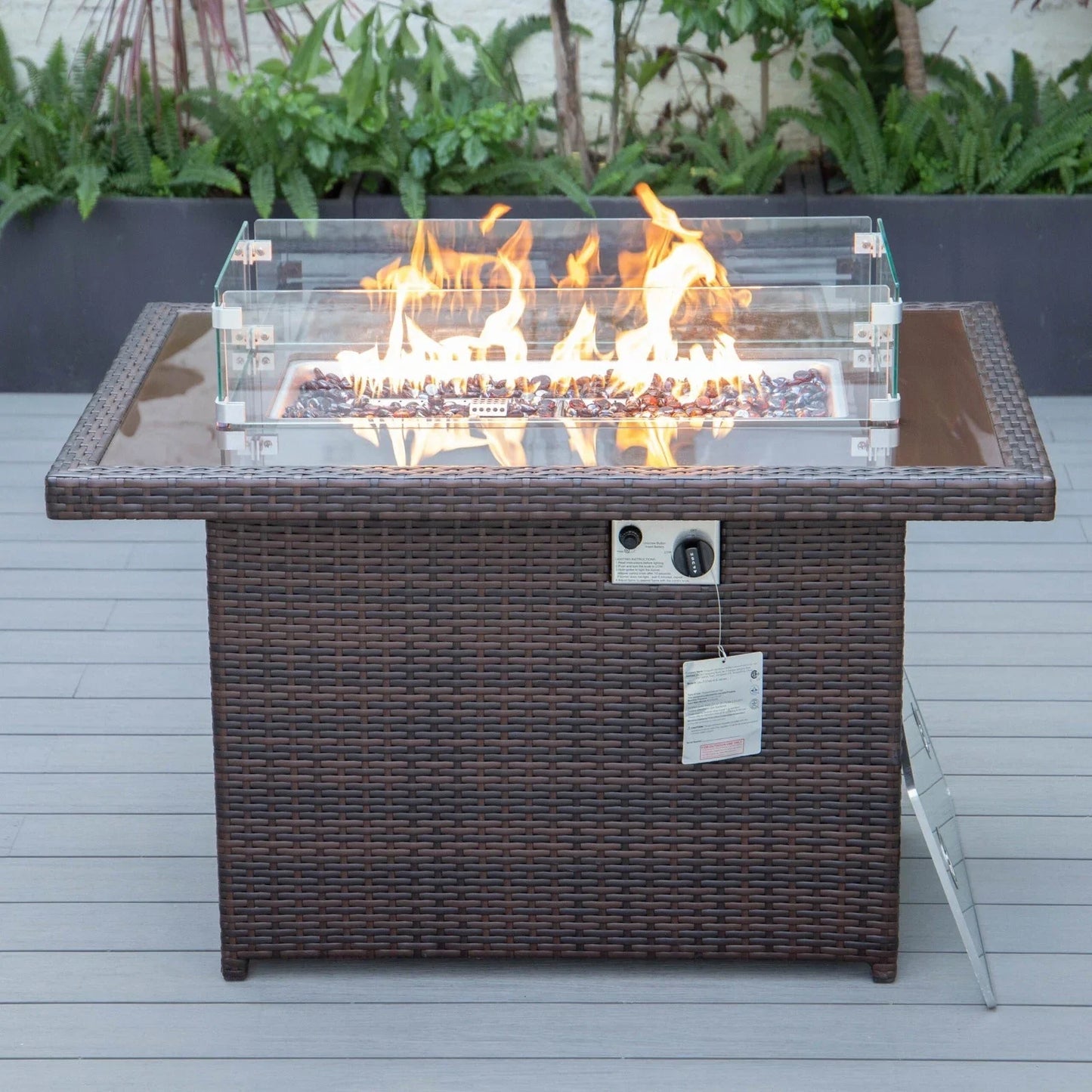 Mace Patio Modern Wicker Propane Fire Pit Table - Elax Furniture