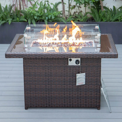 Mace Patio Modern Wicker Propane Fire Pit Table - Elax Furniture