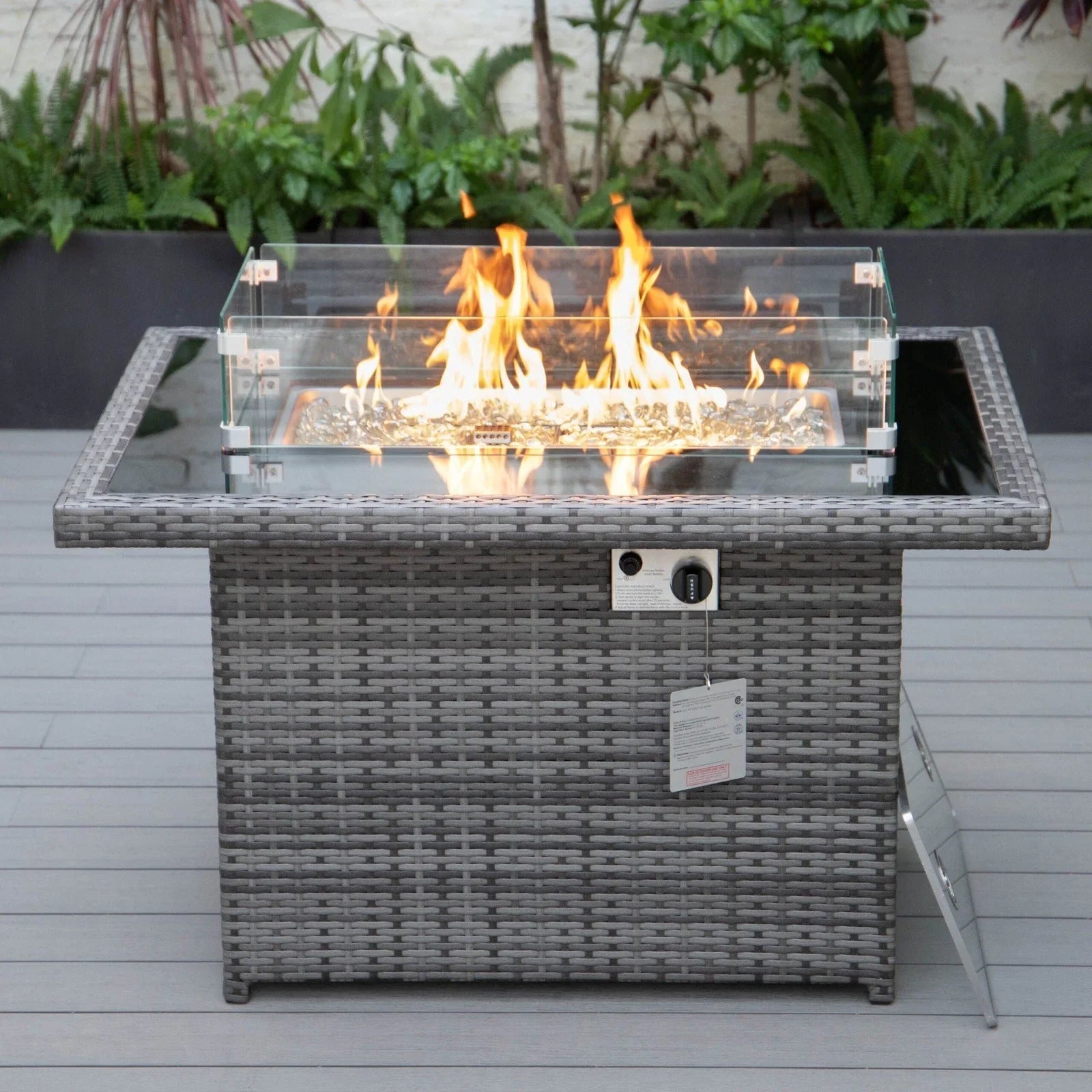 Mace Patio Modern Wicker Propane Fire Pit Table - Elax Furniture