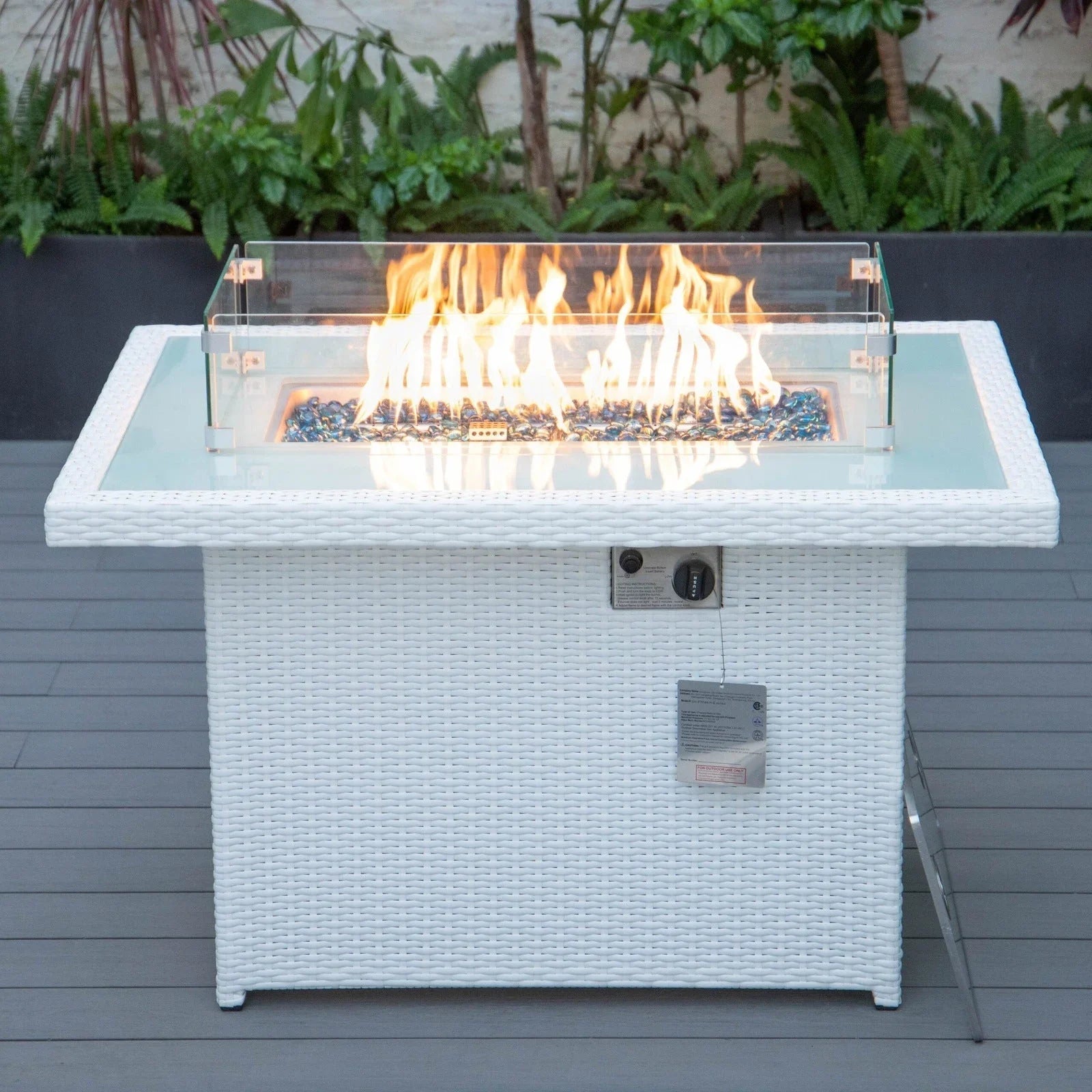 Mace Patio Modern Wicker Propane Fire Pit Table - Elax Furniture