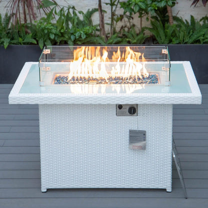 Mace Patio Modern Wicker Propane Fire Pit Table - Elax Furniture