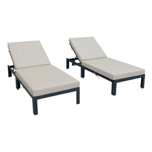 Chelsea Modern Outdoor Chaise Lounge Chair With Cushions Set of 2 - Elax Furniture