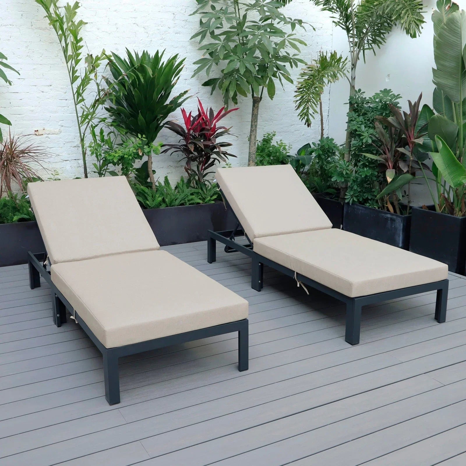Chelsea Modern Outdoor Chaise Lounge Chair With Cushions Set of 2 - Elax Furniture