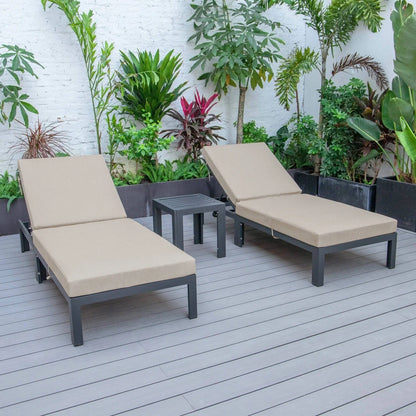 Chelsea Modern Outdoor Chaise Lounge With Side Table & Cushions Set of Two - Elax Furniture