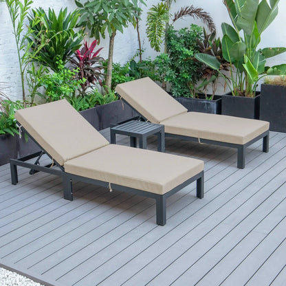 Chelsea Modern Outdoor Chaise Lounge With Side Table & Cushions Set of Two - Elax Furniture