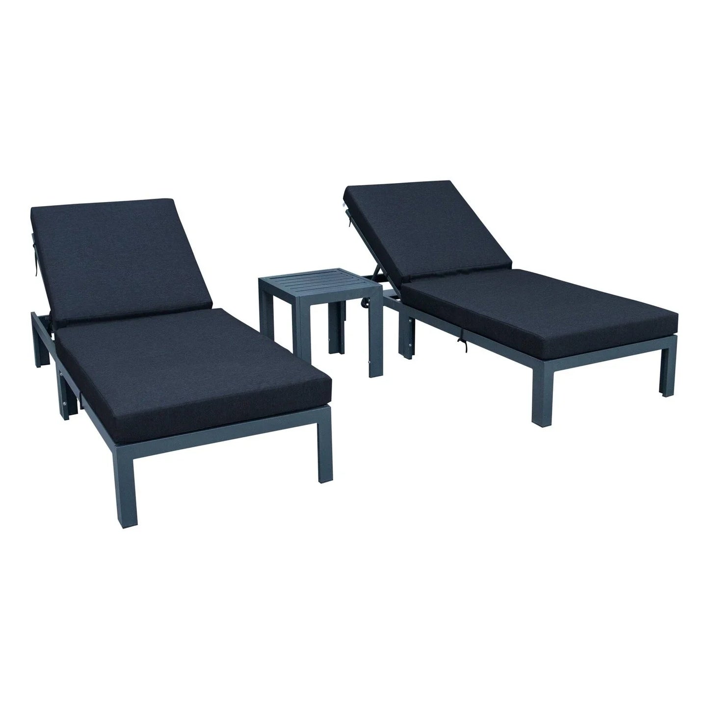 Chelsea Modern Outdoor Chaise Lounge With Side Table & Cushions Set of Two - Elax Furniture