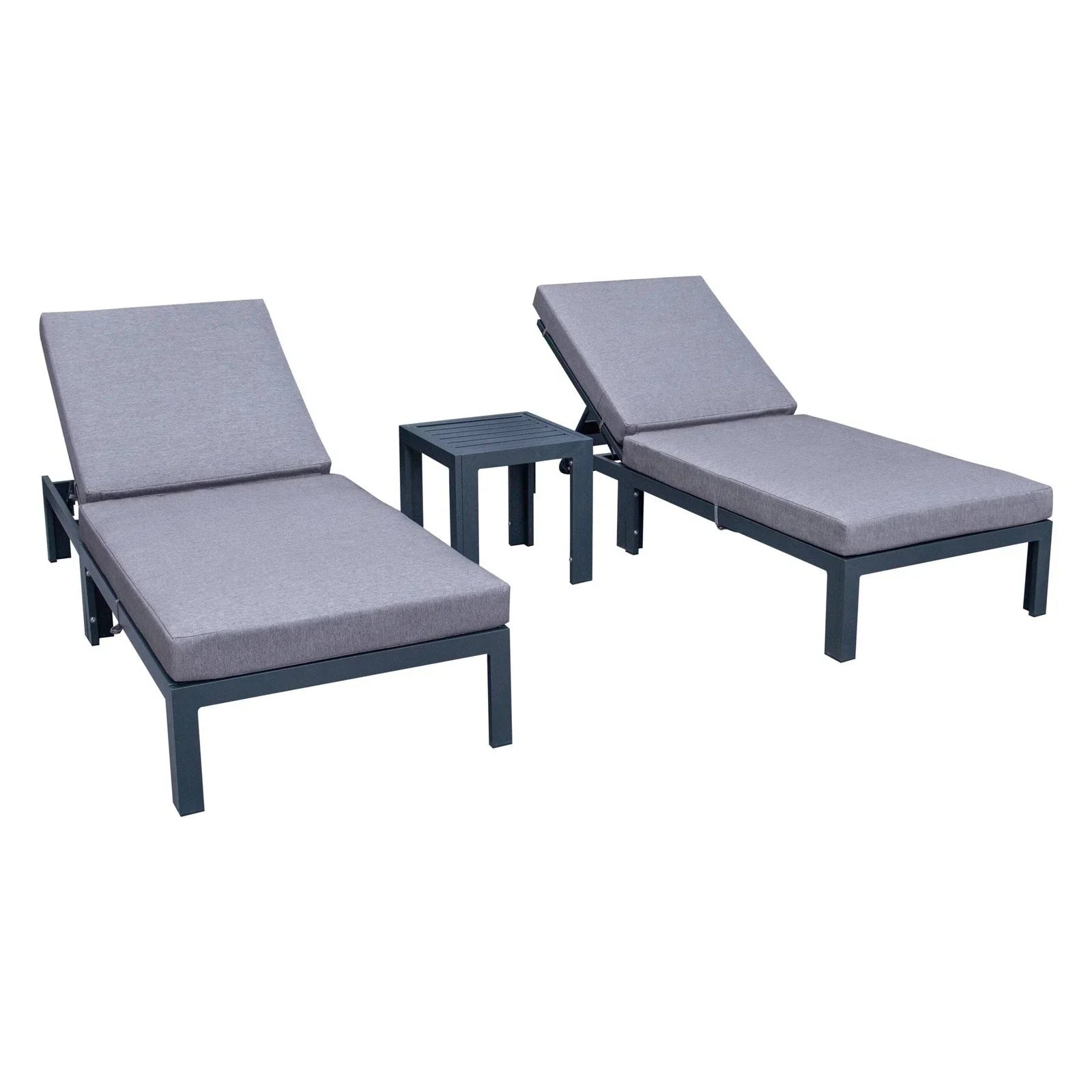 Chelsea Modern Outdoor Chaise Lounge With Side Table & Cushions Set of Two - Elax Furniture