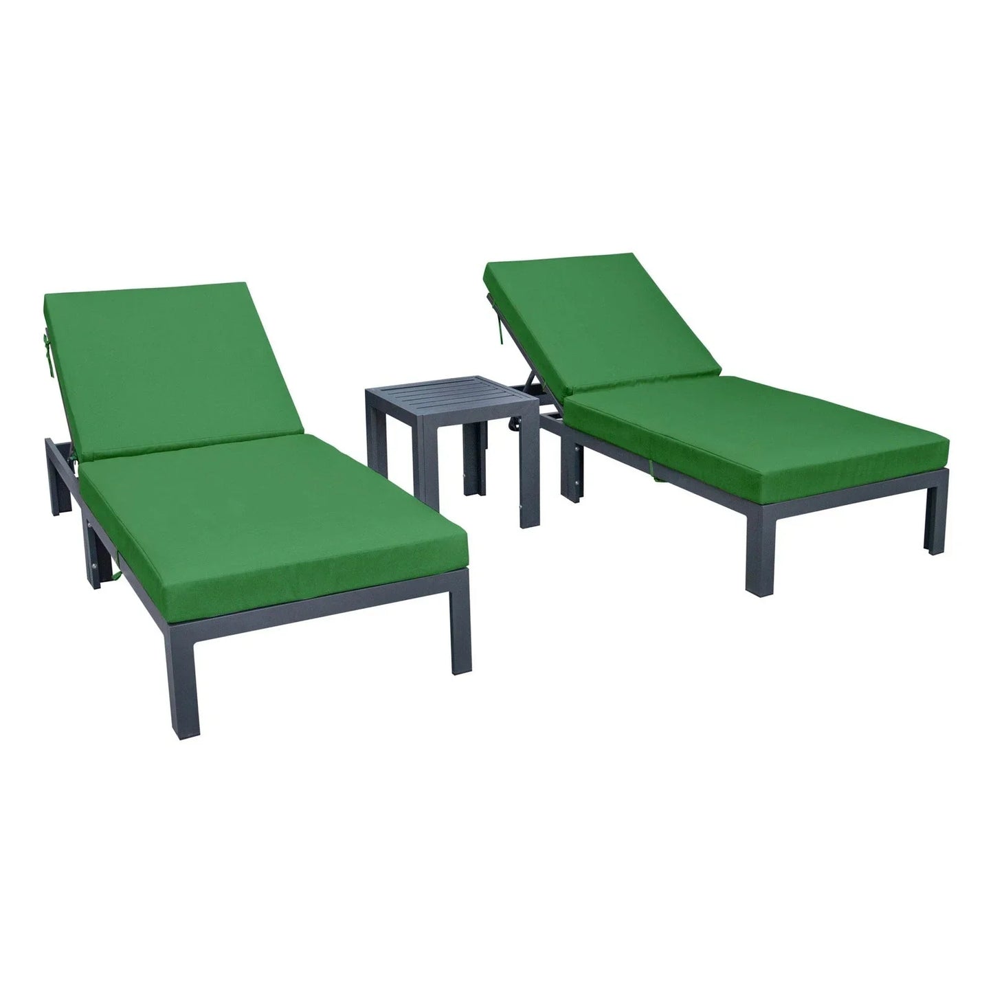 Chelsea Modern Outdoor Chaise Lounge With Side Table & Cushions Set of Two - Elax Furniture