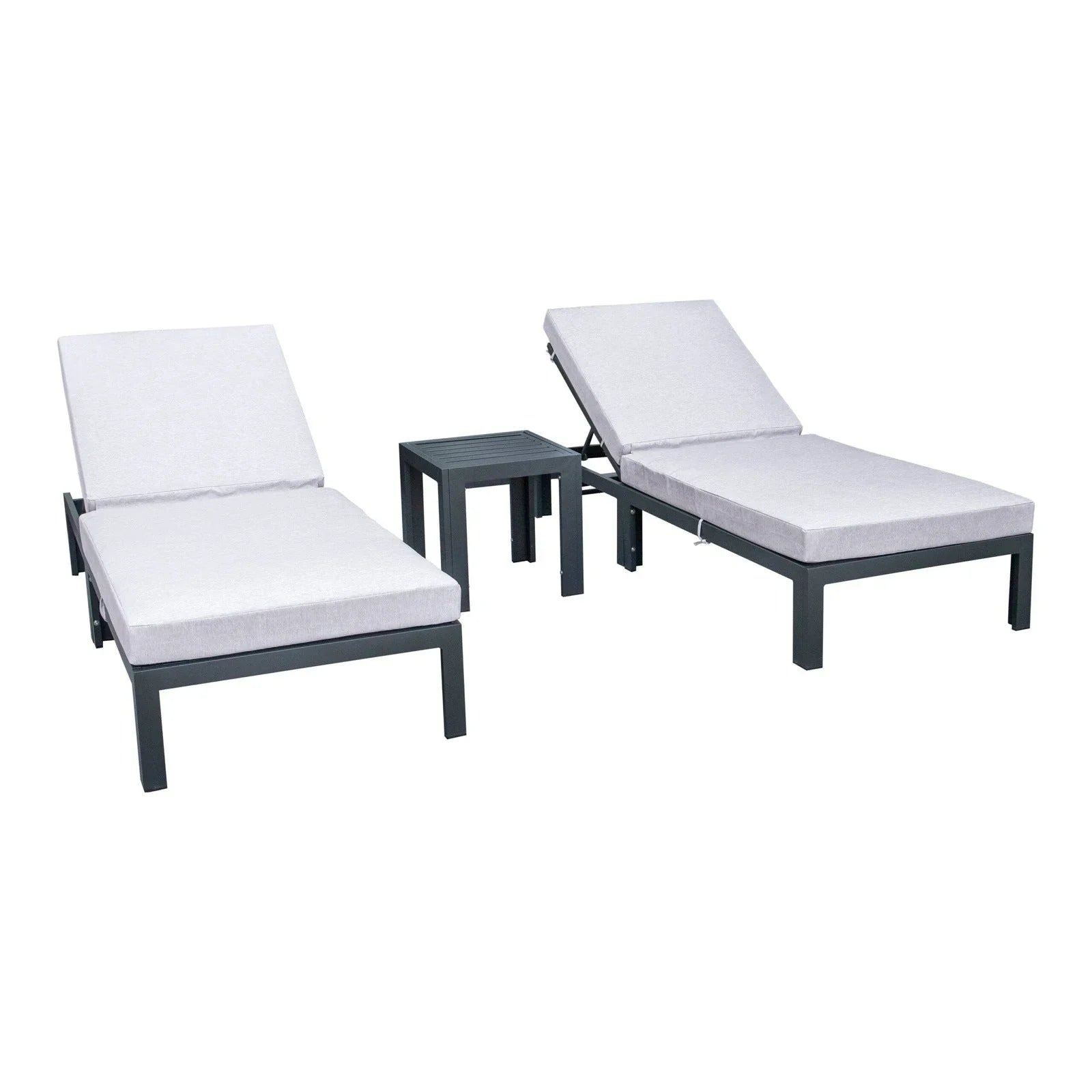 Chelsea Modern Outdoor Chaise Lounge With Side Table & Cushions Set of Two - Elax Furniture