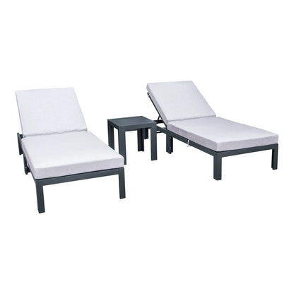 Chelsea Modern Outdoor Chaise Lounge With Side Table & Cushions Set of Two - Elax Furniture