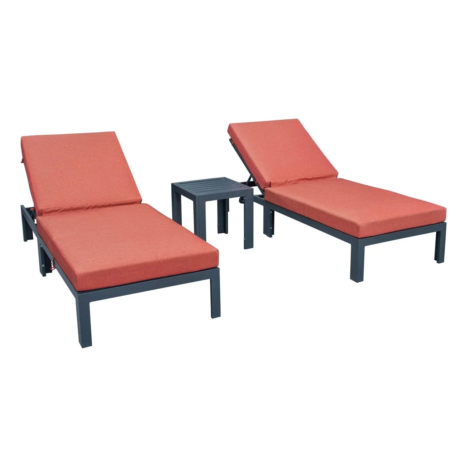 Chelsea Modern Outdoor Chaise Lounge With Side Table & Cushions Set of Two - Elax Furniture
