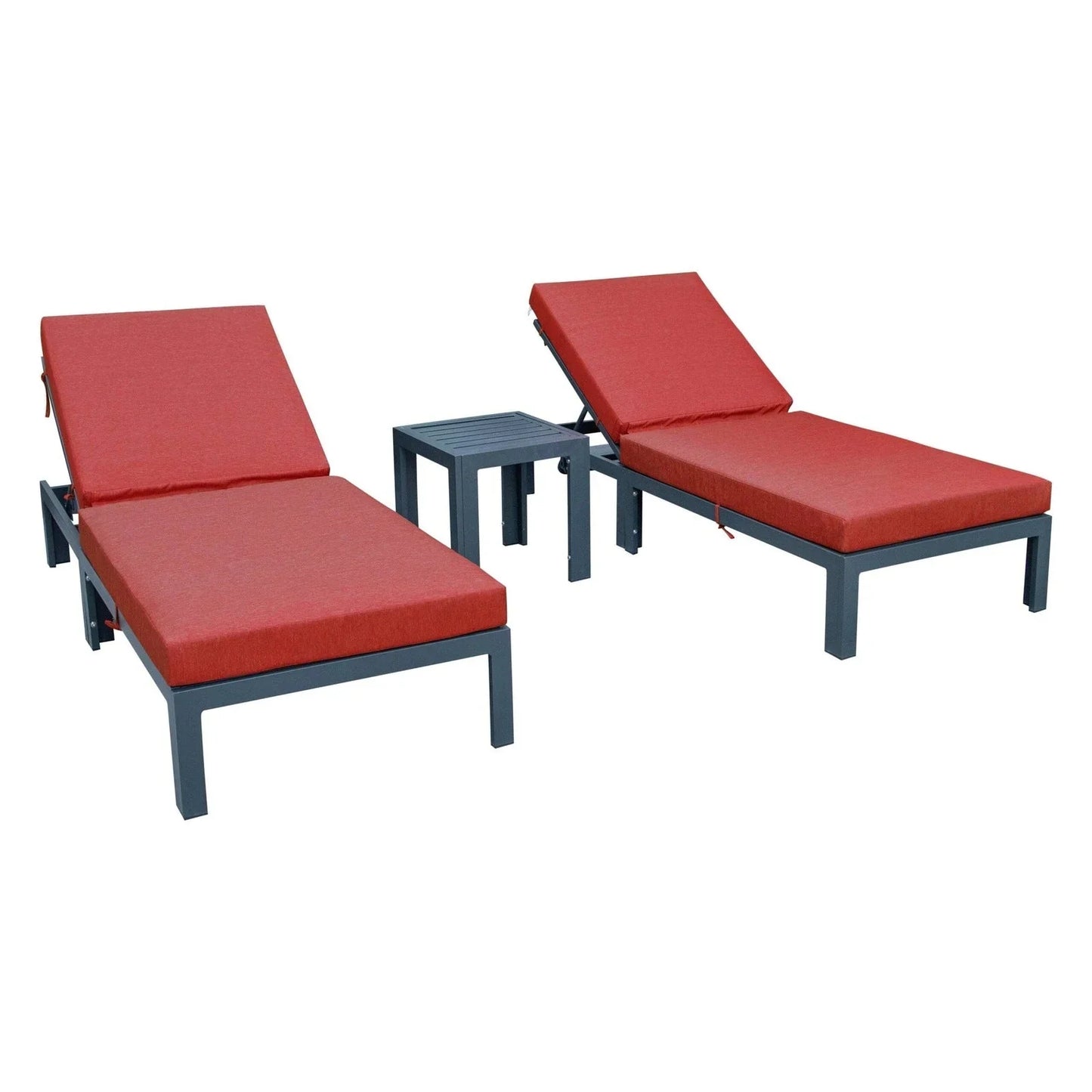 Chelsea Modern Outdoor Chaise Lounge With Side Table & Cushions Set of Two - Elax Furniture