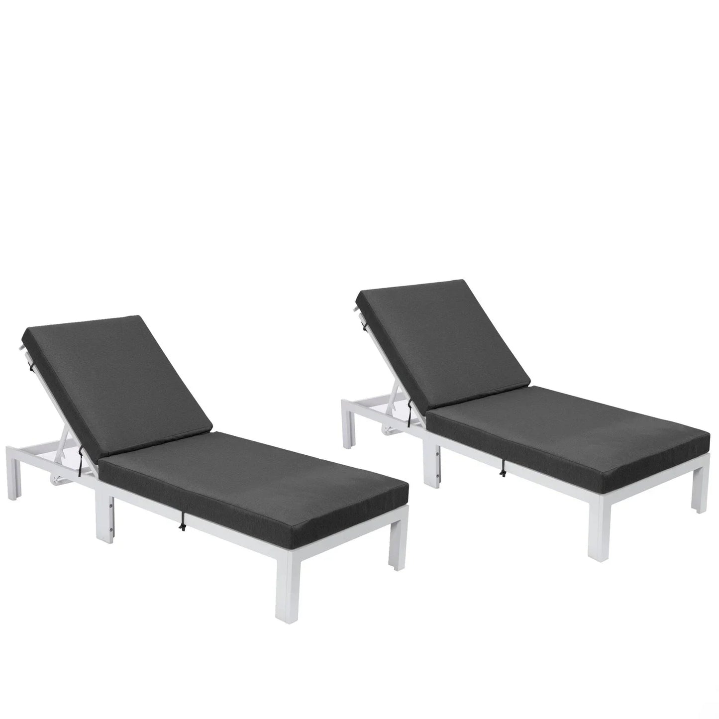 Chelsea Modern Outdoor White Chaise Lounge Chair With Cushions Set of 2 - Elax Furniture