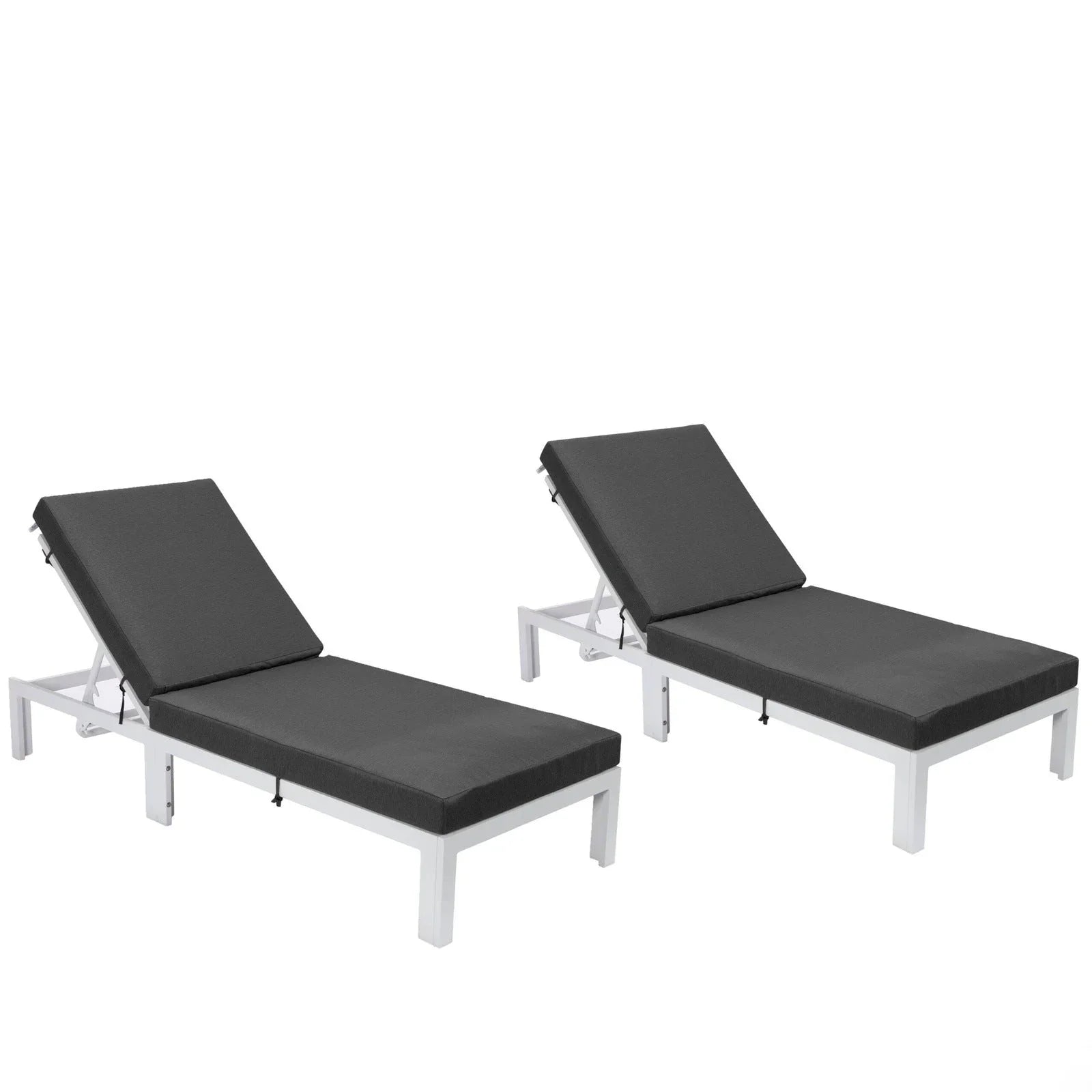 Chelsea Modern Outdoor White Chaise Lounge Chair With Cushions Set of 2 - Elax Furniture